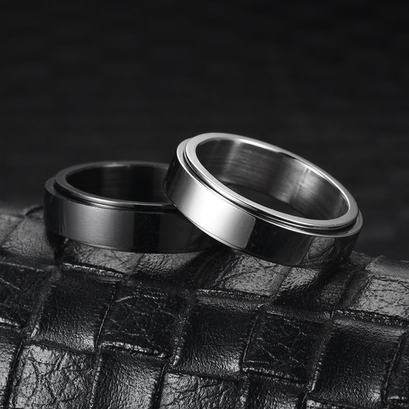 Stainless Steel Spinner Ring – Moon & Stars Design