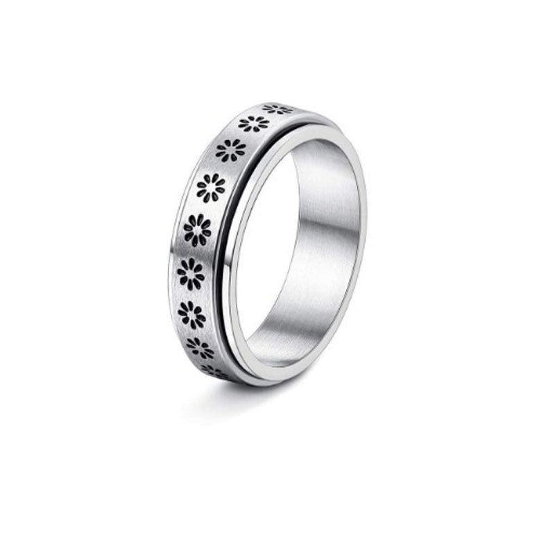 Stainless Steel Spinner Ring – Moon & Stars Design