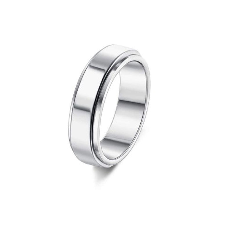 Stainless Steel Spinner Ring – Moon & Stars Design