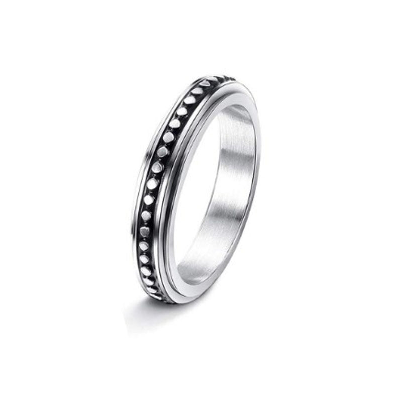 Stainless Steel Spinner Ring – Moon & Stars Design
