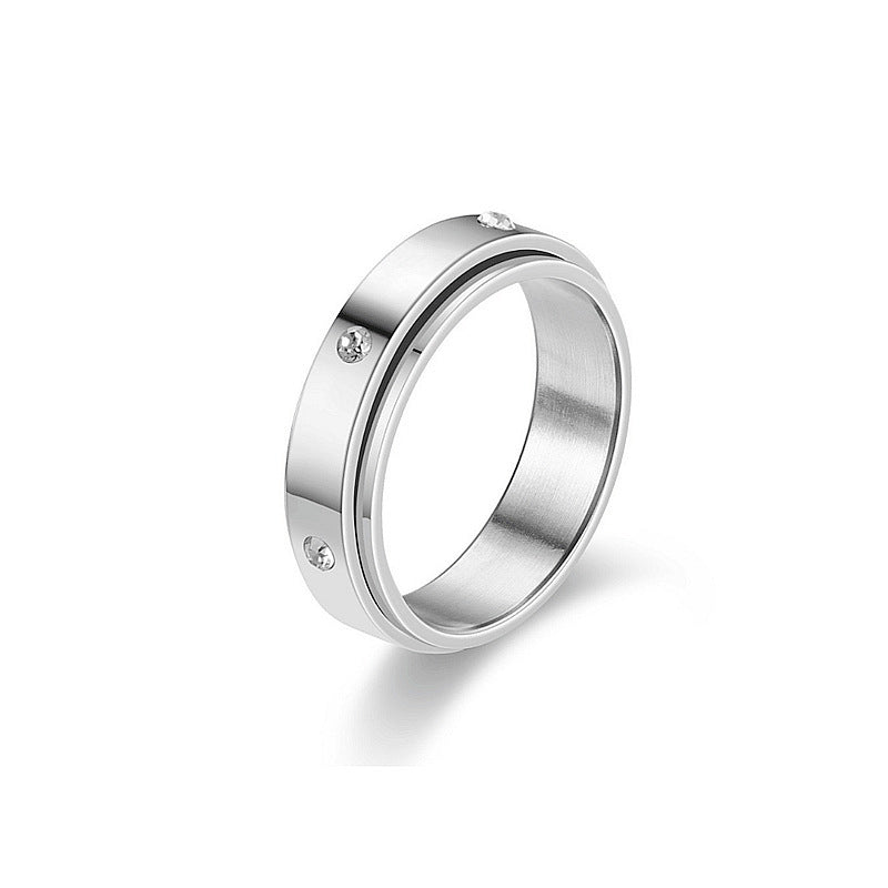 Stainless Steel Spinner Ring – Moon & Stars Design