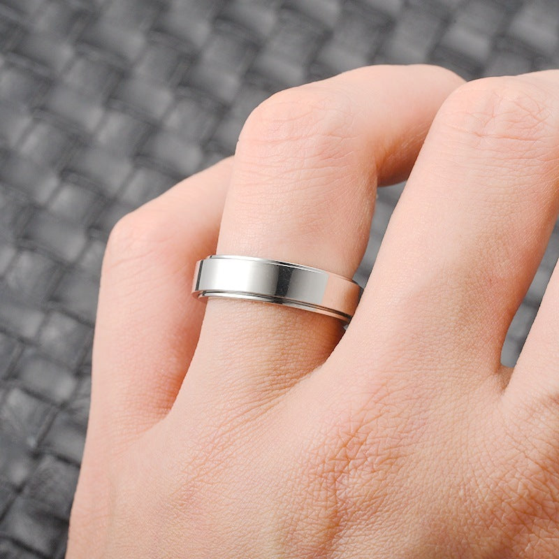 Stainless Steel Spinner Ring – Moon & Stars Design